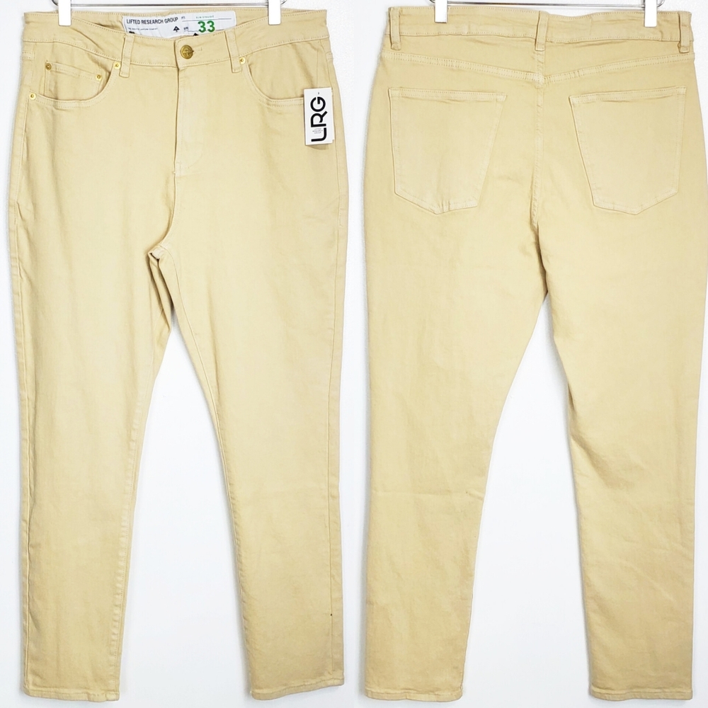 NWT LRG lifted research group mens size 33 slim straight twill pant jeans khaki